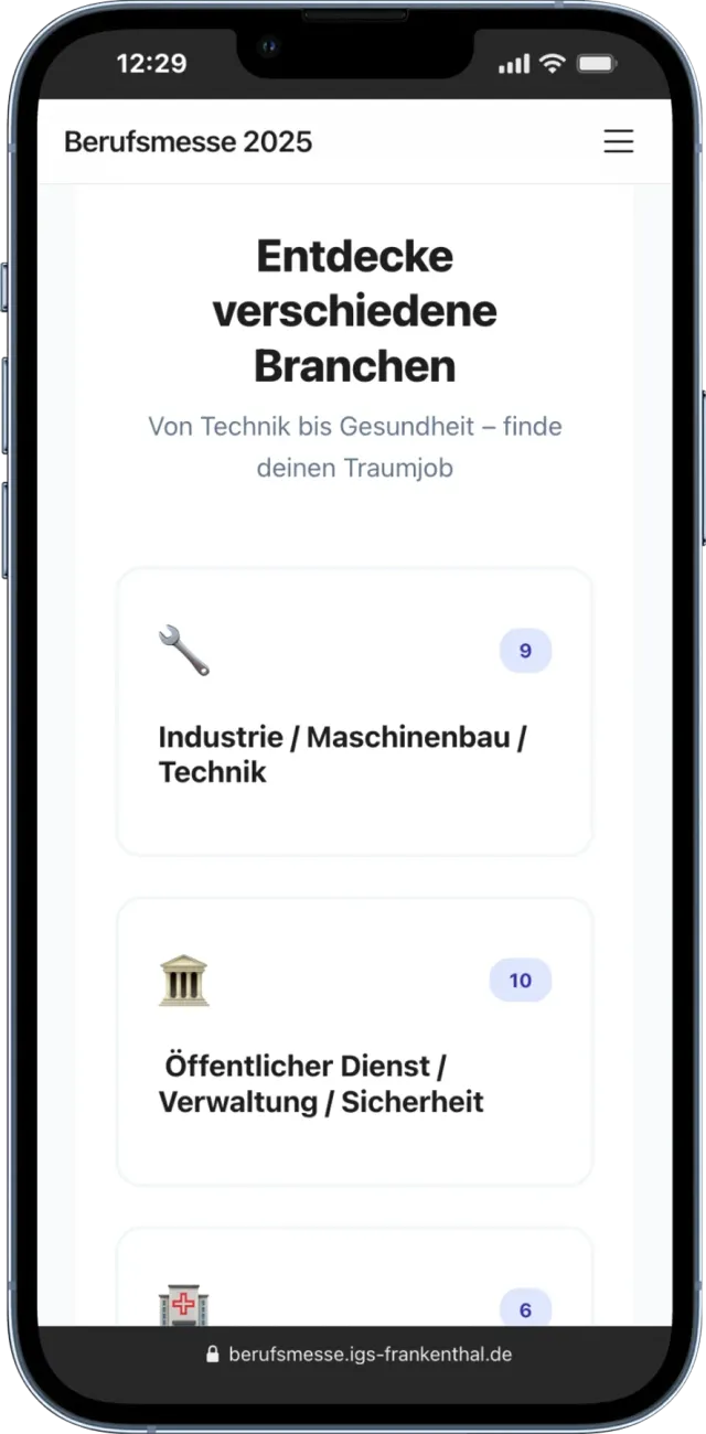 Berufsmesse Frankenthal App-Ansicht 2