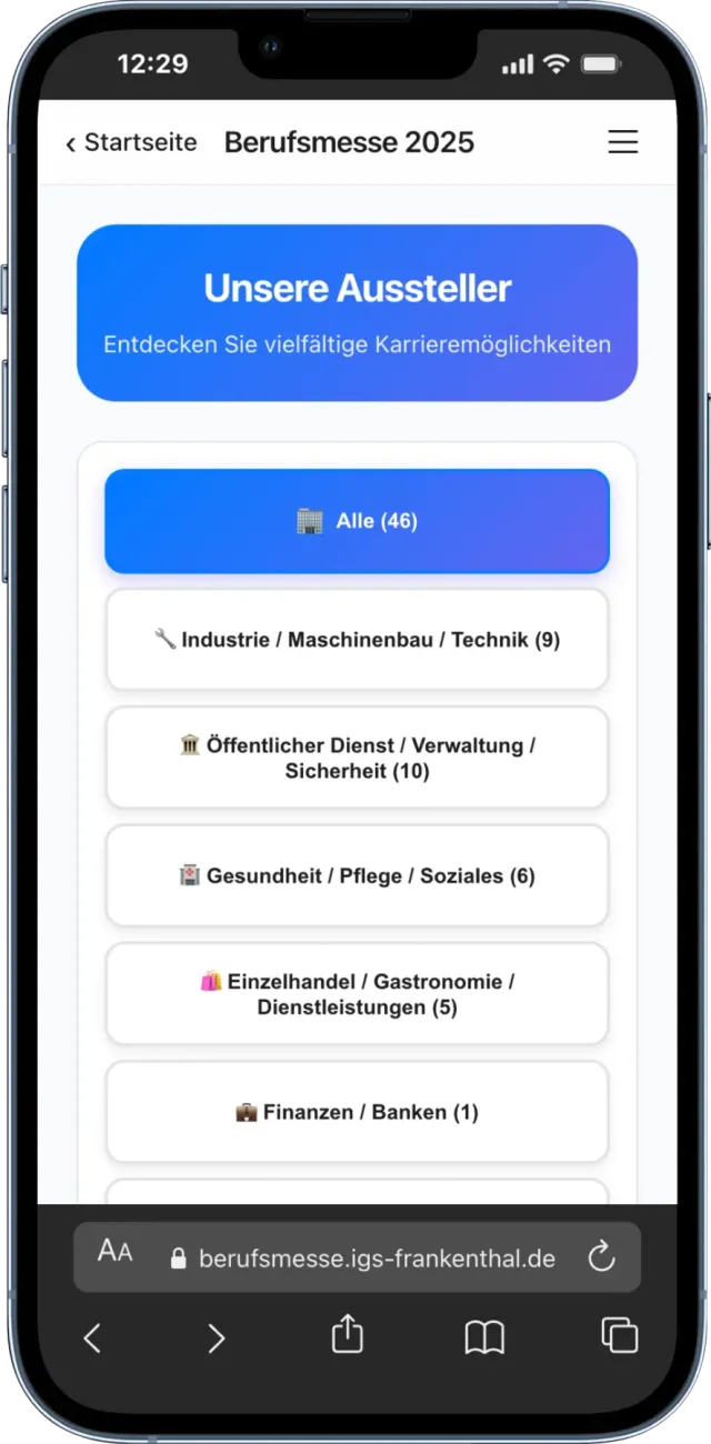 Berufsmesse Frankenthal App-Ansicht 3