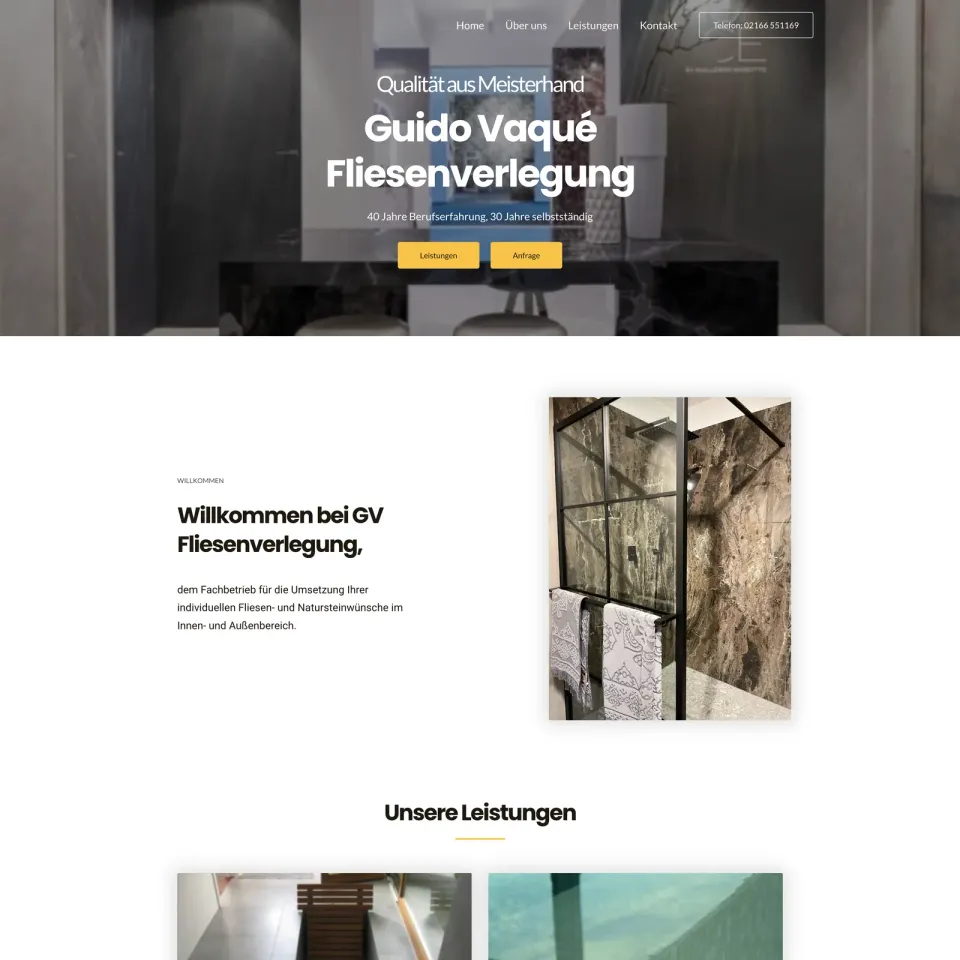 Screenshot der Projektseite Fliesenbelaege.de