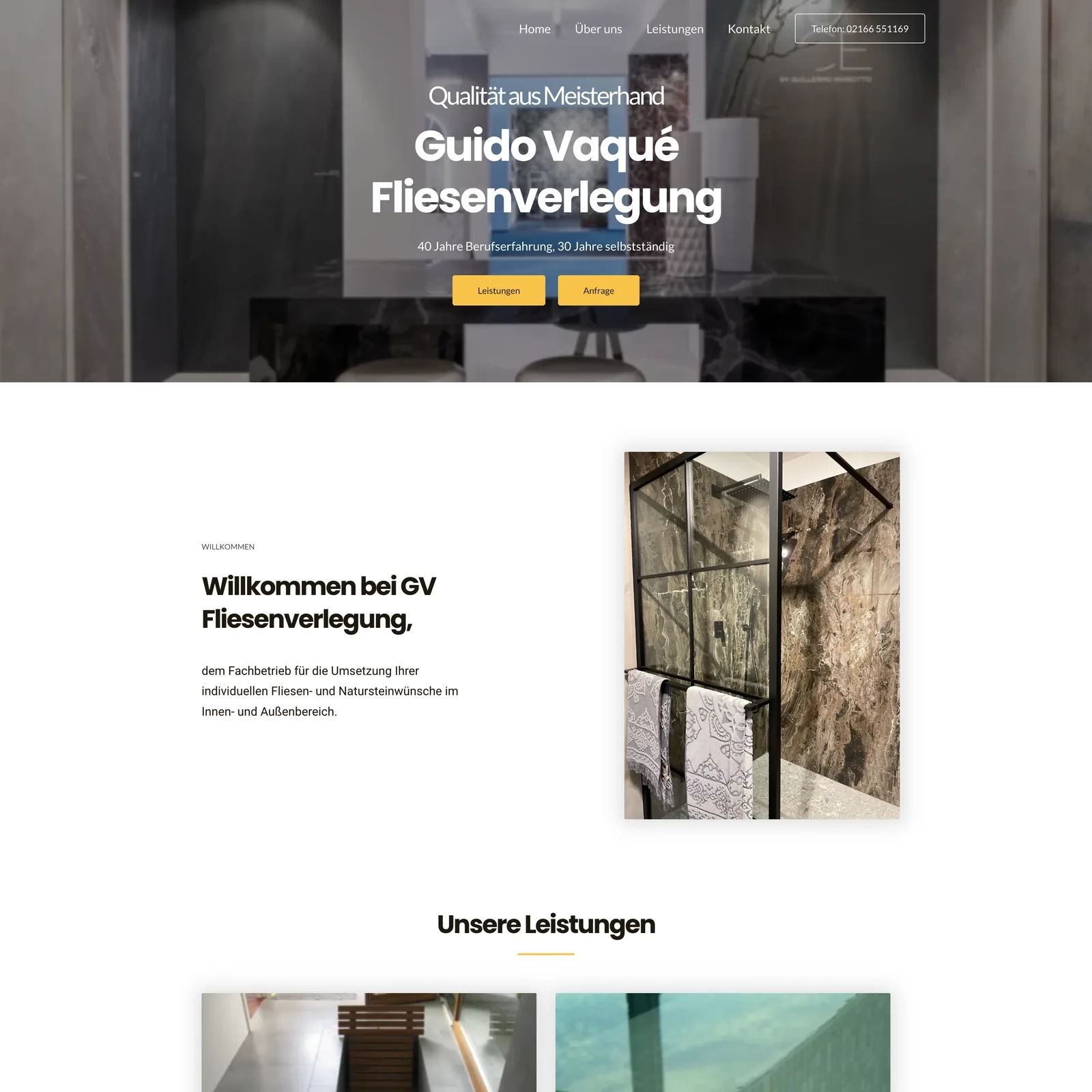 Screenshot der Projektseite Fliesenbelaege.de