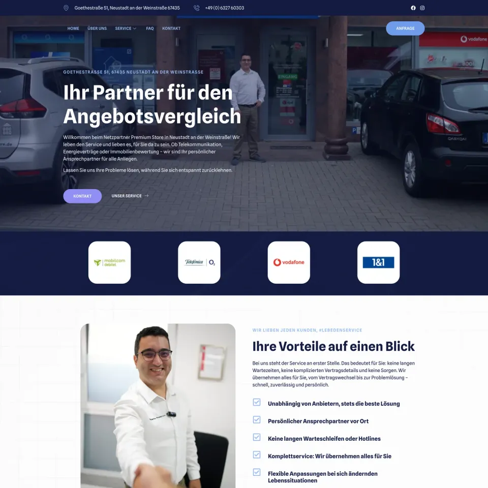 Screenshot der Projektseite Netzpartner Premiumstore