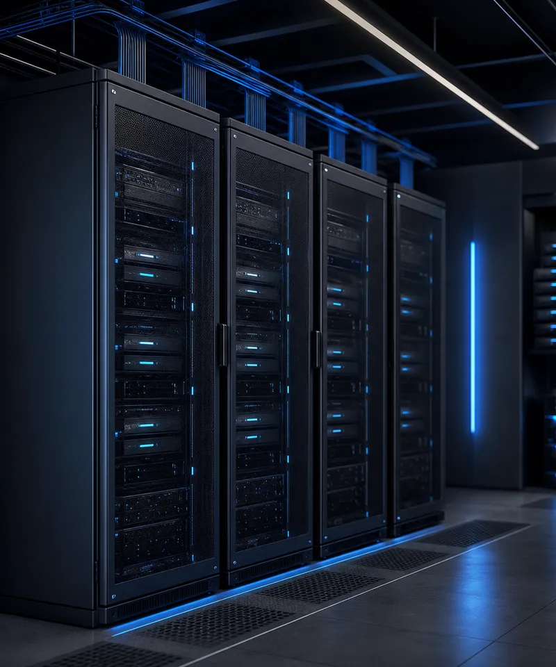Dunkle Server-Infrastruktur für Managed WordPress Hosting