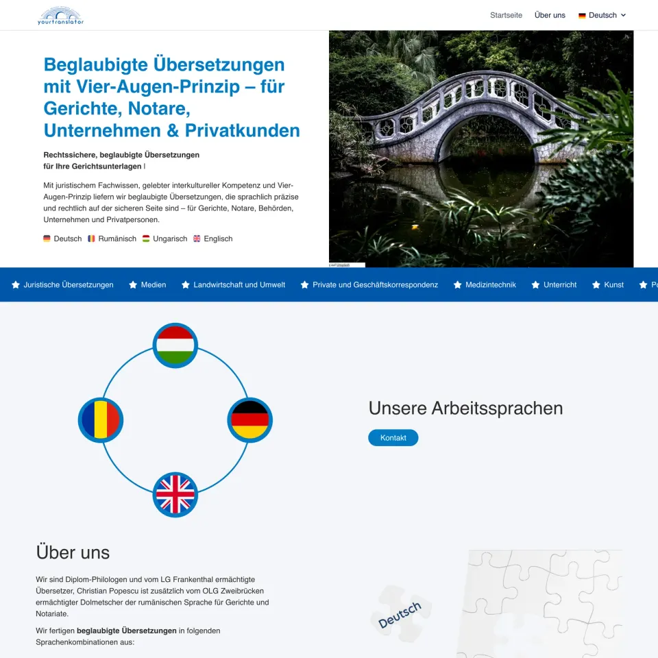 Screenshot der Projektseite YourTranslator
